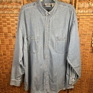Vintage Denim Express Button Down Long Sleeve Jean Shirt Size XL